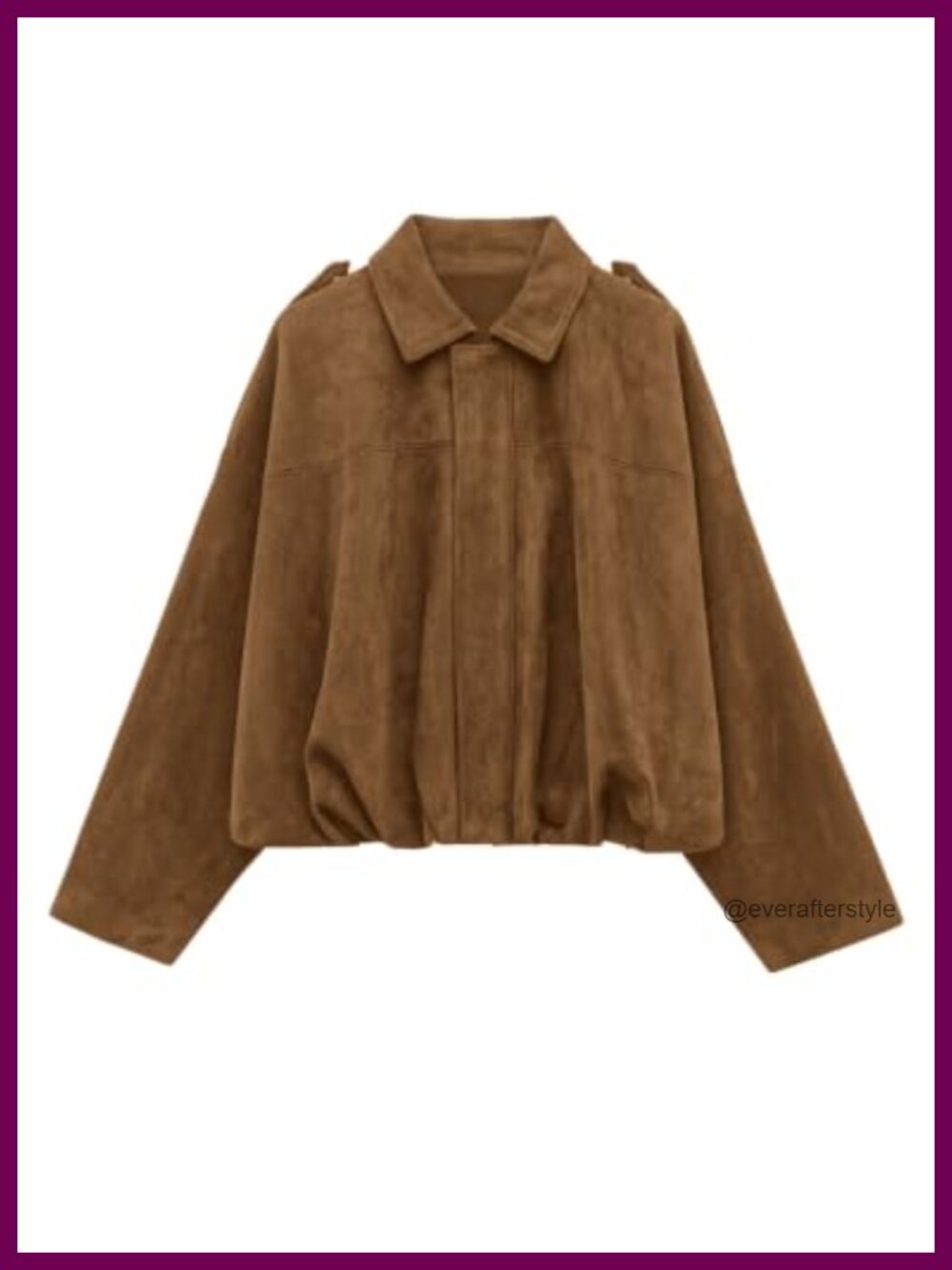 Faux Suede Cropped Western Bomber Jacket Oversized Batwing Sleeve